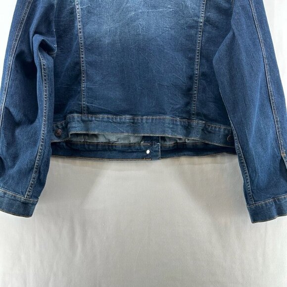 Just USA Jacket Womens Sz 2X Denim Trucker Jean Button Front Cotton Blend Blue - Picture 6 of 11